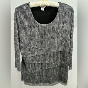 Women's Black & Silver Flowy Metallic Party Blouse